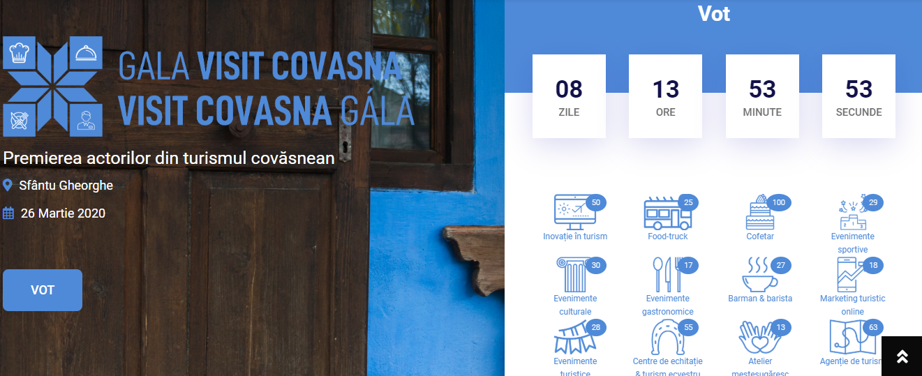 Exprimarea voturilor pentru candidații Galei Visit Covasna se va putea face până la 20 martie